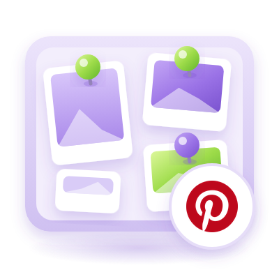 Tablica z przypiętymi obrazami i logo Pinteresta