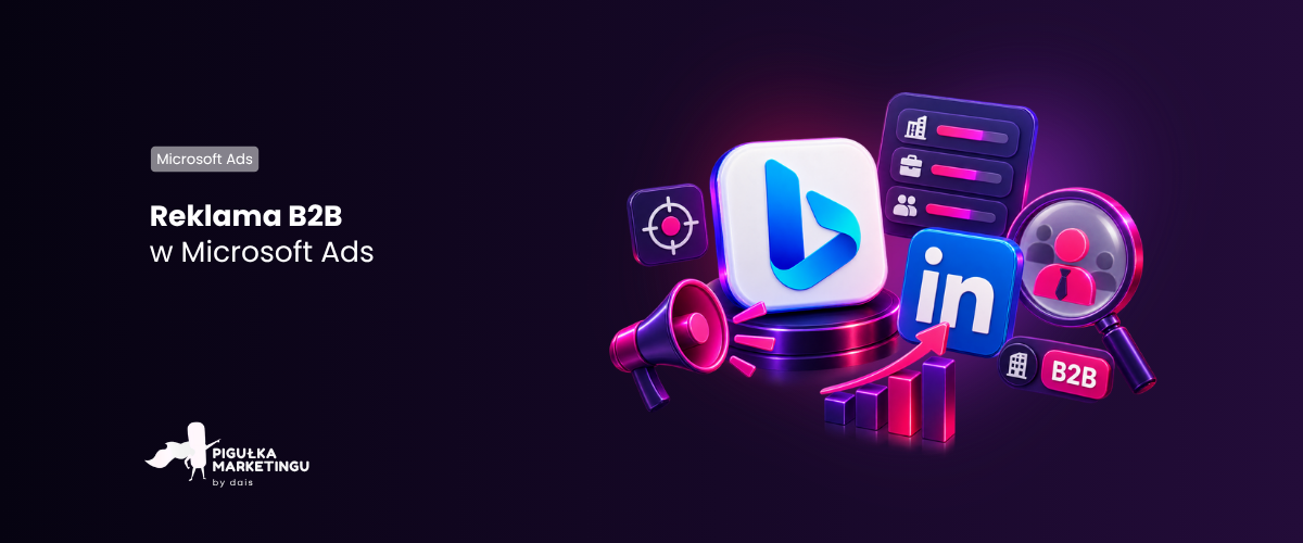 Reklama B2B Microsoft Ads: targetowanie LinkedIn – logotypy platform i symbole odbiorców
